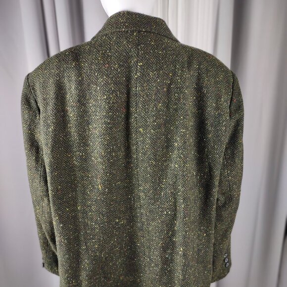 White Stag Wool Blend Tweed Blazer Coat Green Plus Size 20W 3 Button Jacket - Picture 5 of 11